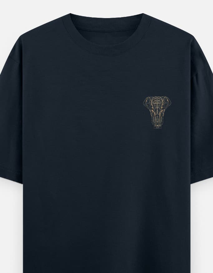 Golden Mandala Elephant Navy Oversized T-Shirt