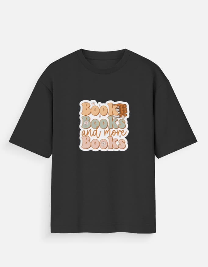 Retro Bibliophile Graphic Oversized T-Shirt image 1